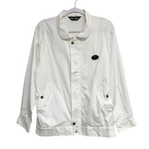 Vintage Pierre Cardin Size L White Zip Up Snap Button Light Jacket